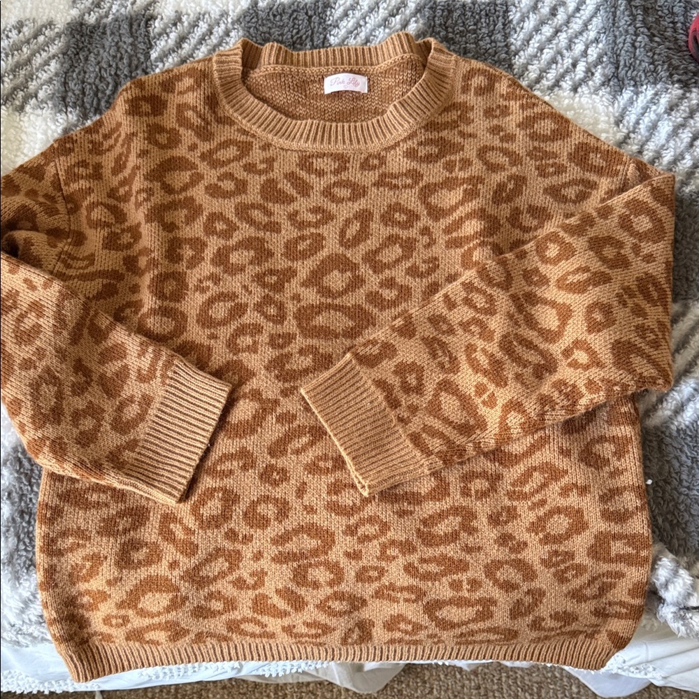 Pink Lily Brown Patterned Knit Sweater 🤎